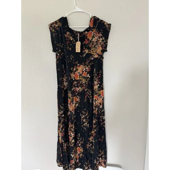 NWT NATURAL LIFE Berkley Maxi Dress Black Floral Boho Chic Hippie Indie Size S - Picture 9 of 9